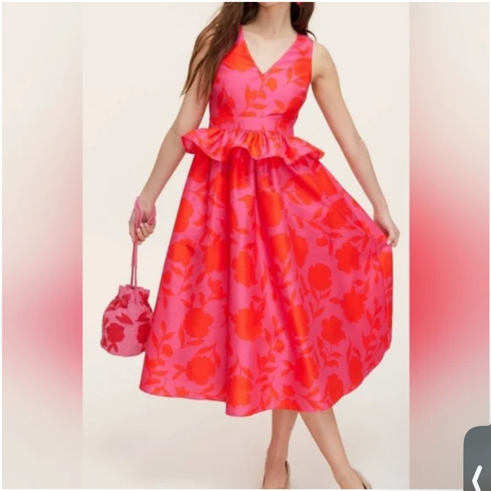 Kate Spade Vibrant Pink Floral Midi Dress